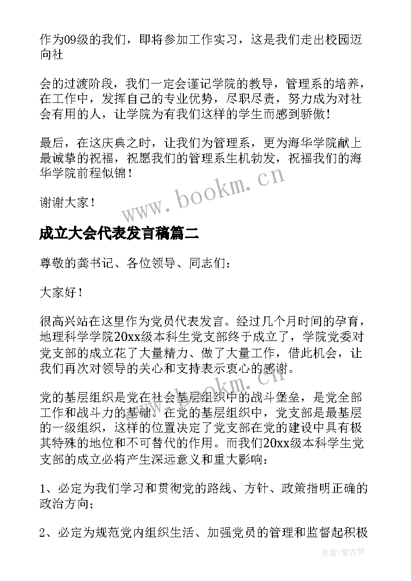 最新成立大会代表发言稿(实用5篇)