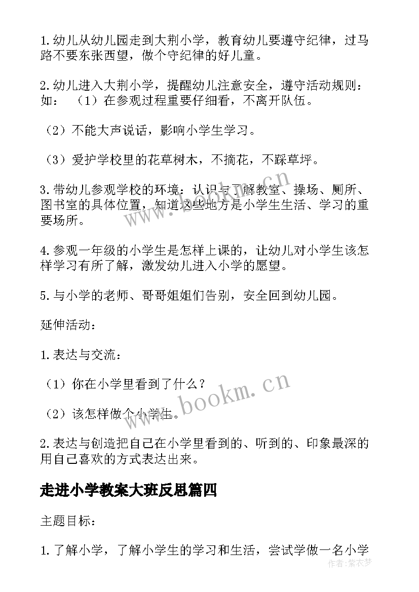 走进小学教案大班反思 走进小学教案(优秀5篇)