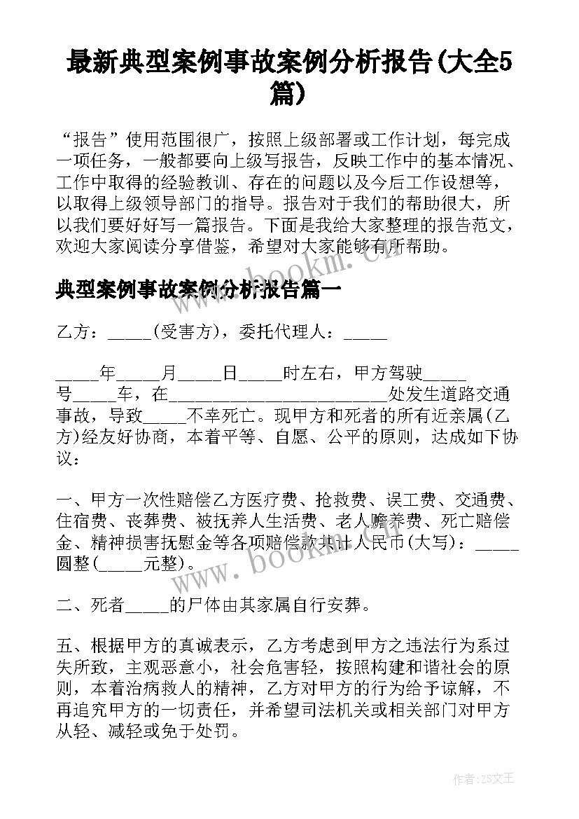 最新典型案例事故案例分析报告(大全5篇)