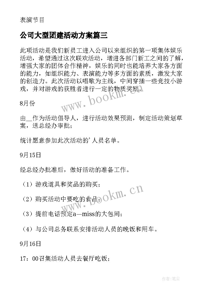 2023年公司大型团建活动方案 公司团建活动方案(大全10篇)