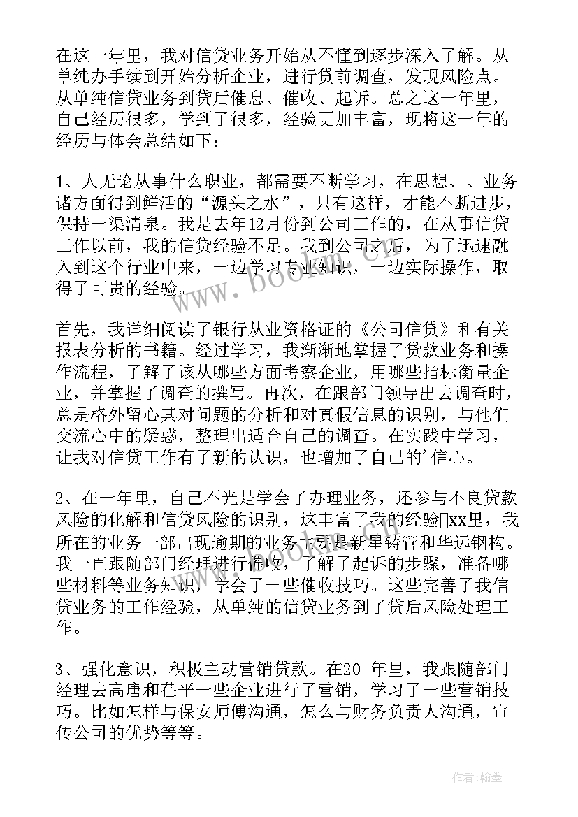 2023年信贷员工作总结(精选5篇)