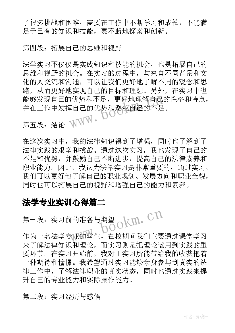 2023年法学专业实训心得 法学实习心得体会(实用7篇)