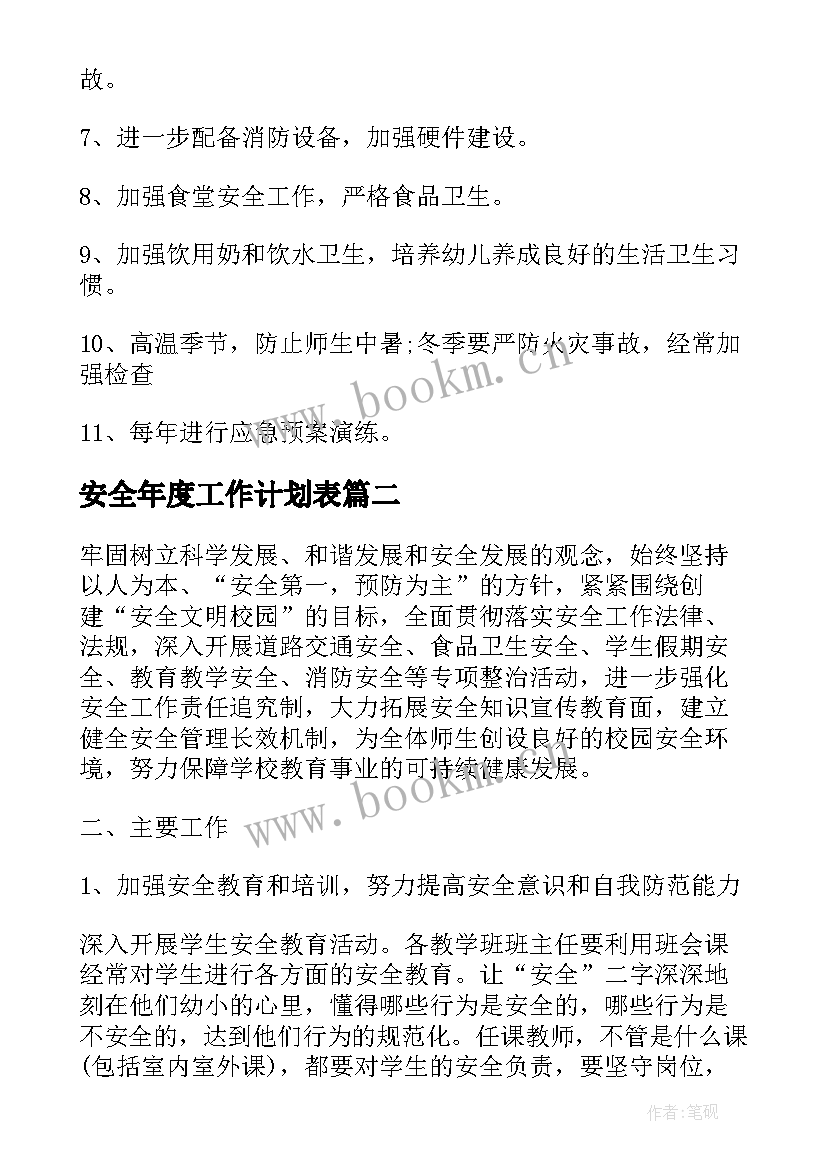 最新安全年度工作计划表(精选5篇)