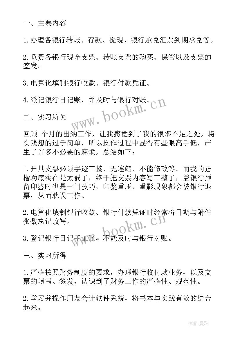 2023年出纳试用期转正工作总结(模板10篇)