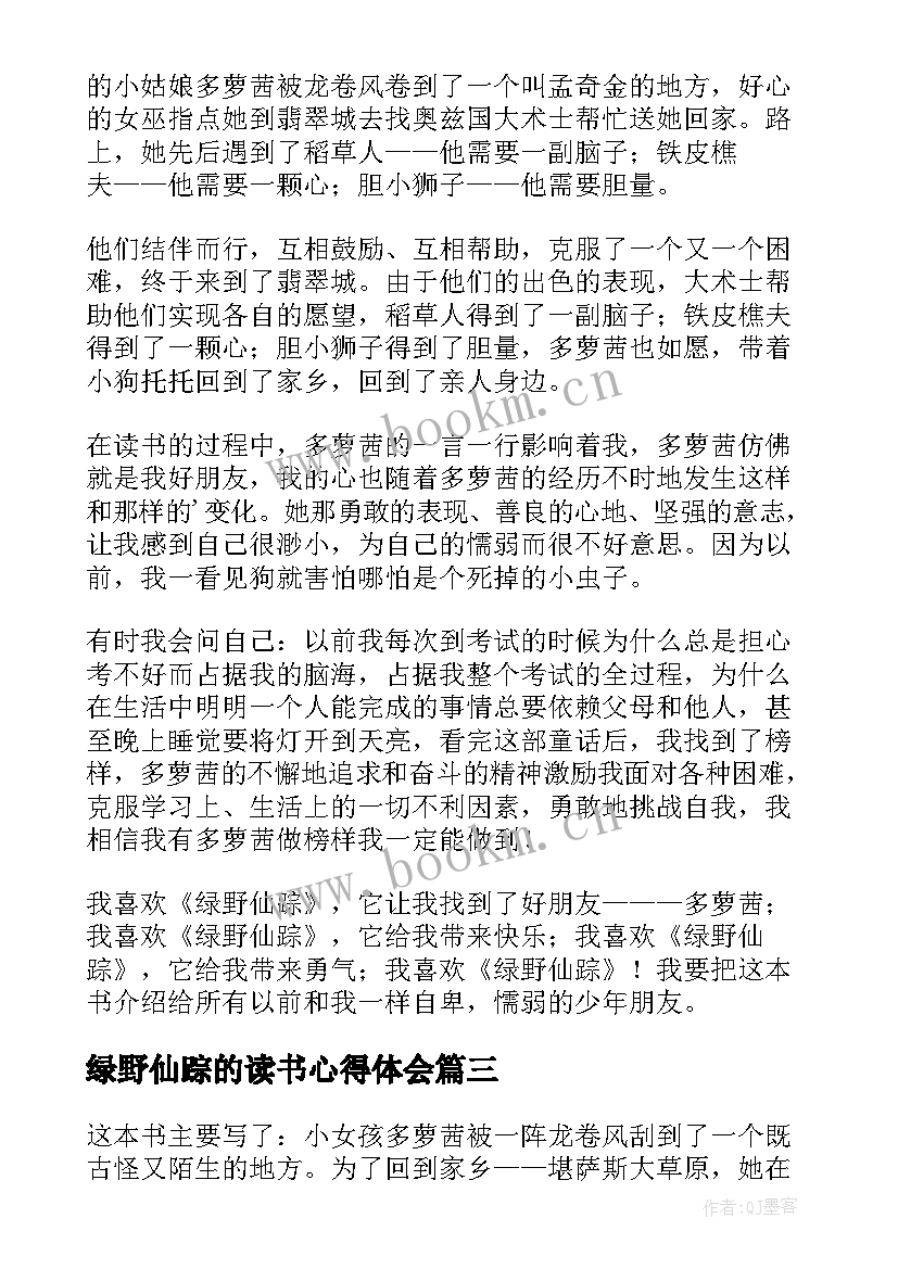 2023年绿野仙踪的读书心得体会 绿野仙踪读书心得体会(通用5篇)