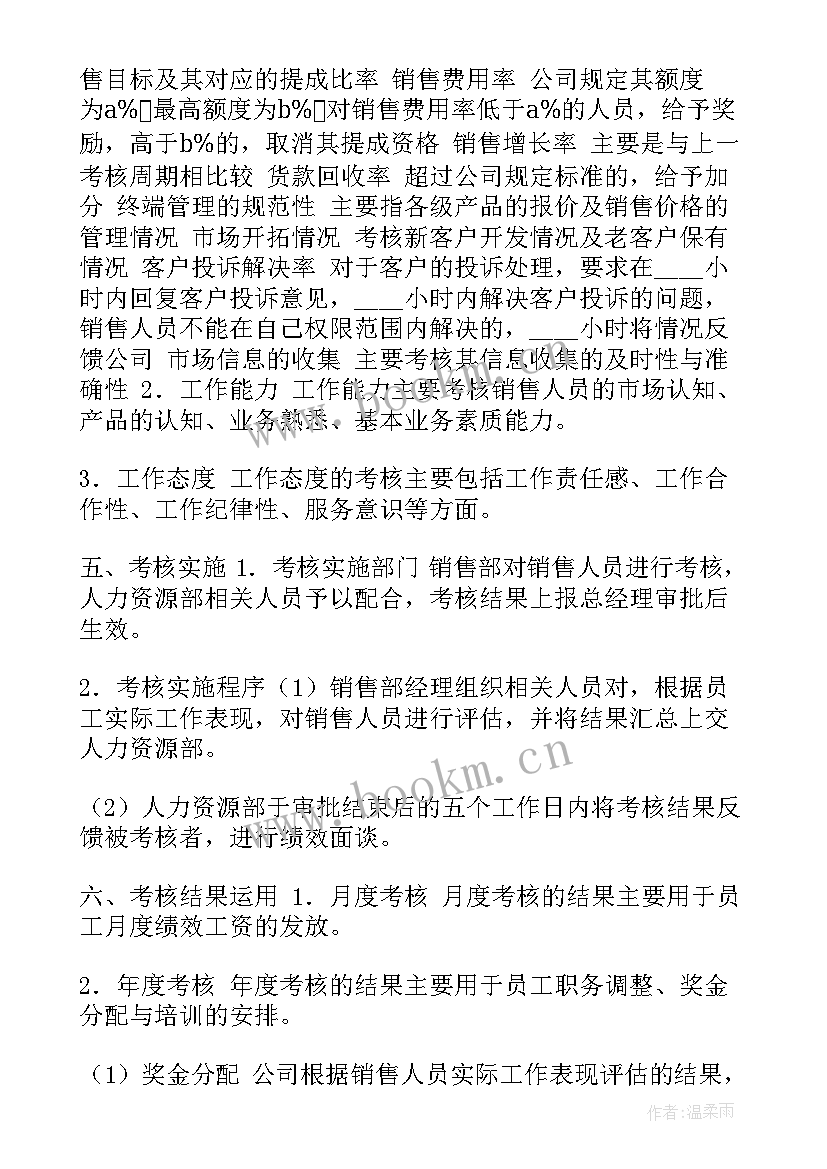 2023年销售人员的绩效考核方案 销售人员绩效考核方案(通用6篇)