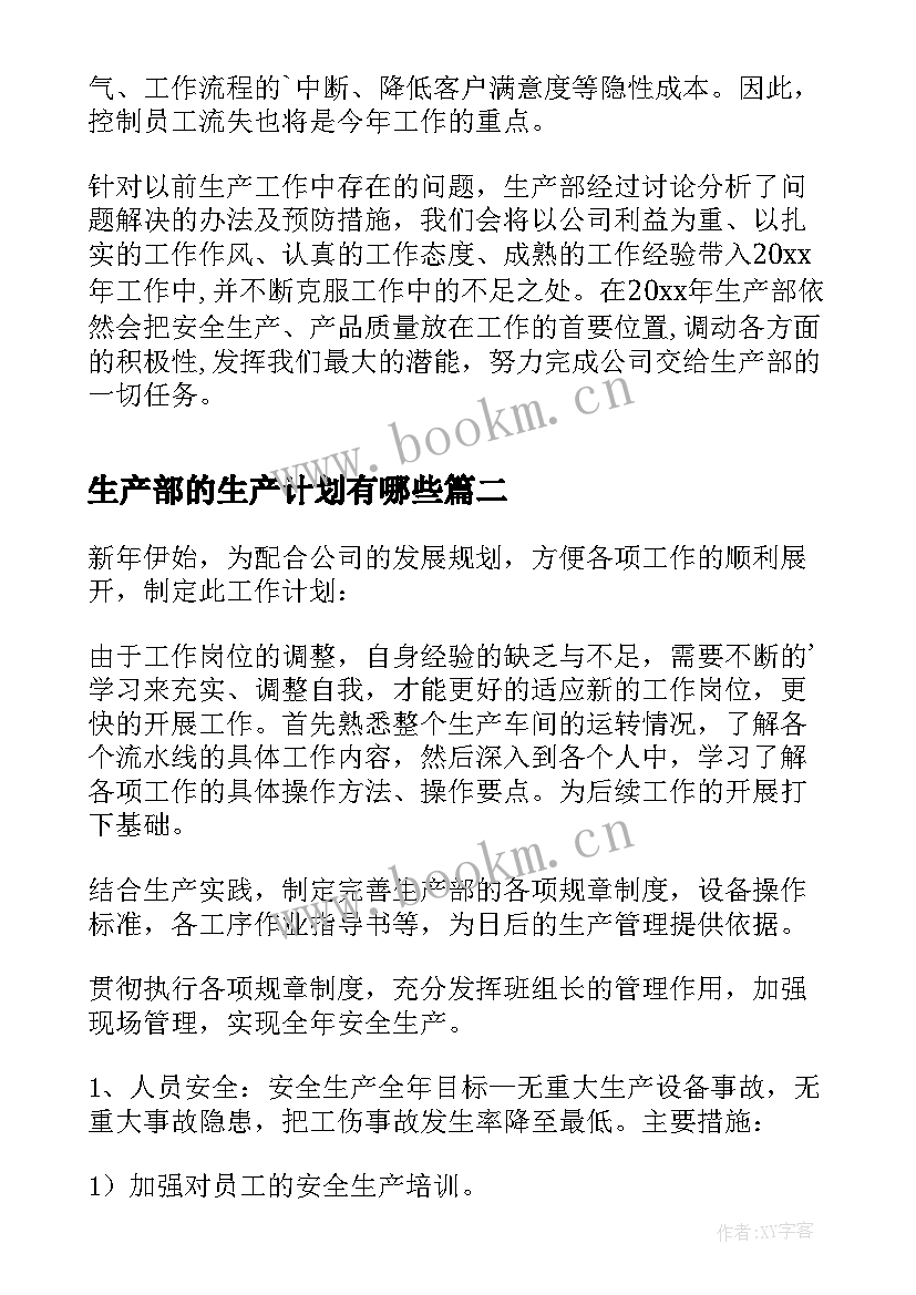 2023年生产部的生产计划有哪些(优秀5篇)