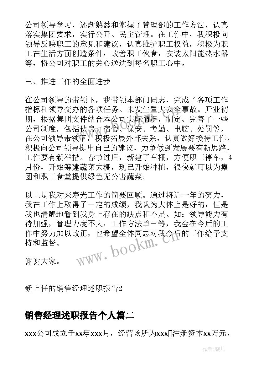 2023年销售经理述职报告个人(通用5篇)