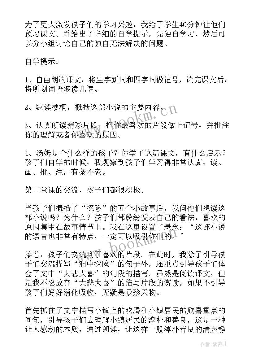 最新汤姆·索亚历险记的反思 汤姆索亚历险记教学反思(实用5篇)