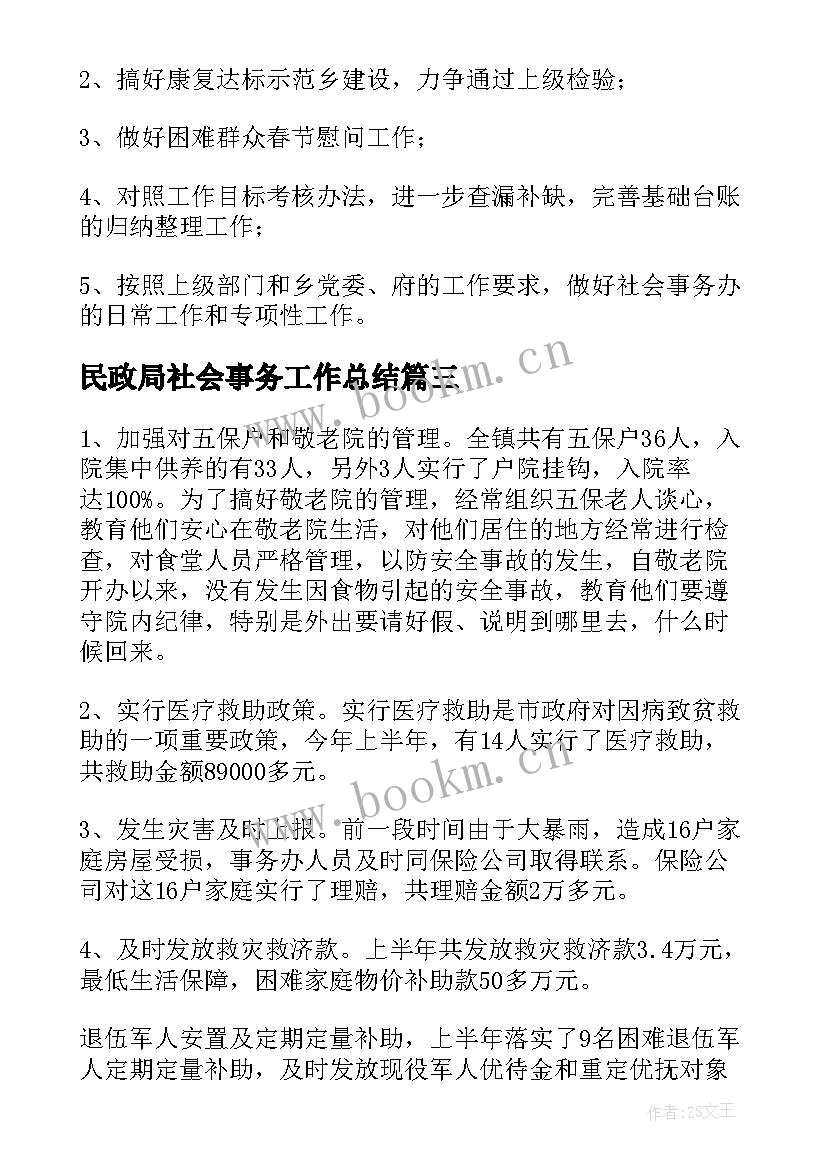 最新民政局社会事务工作总结(汇总7篇)