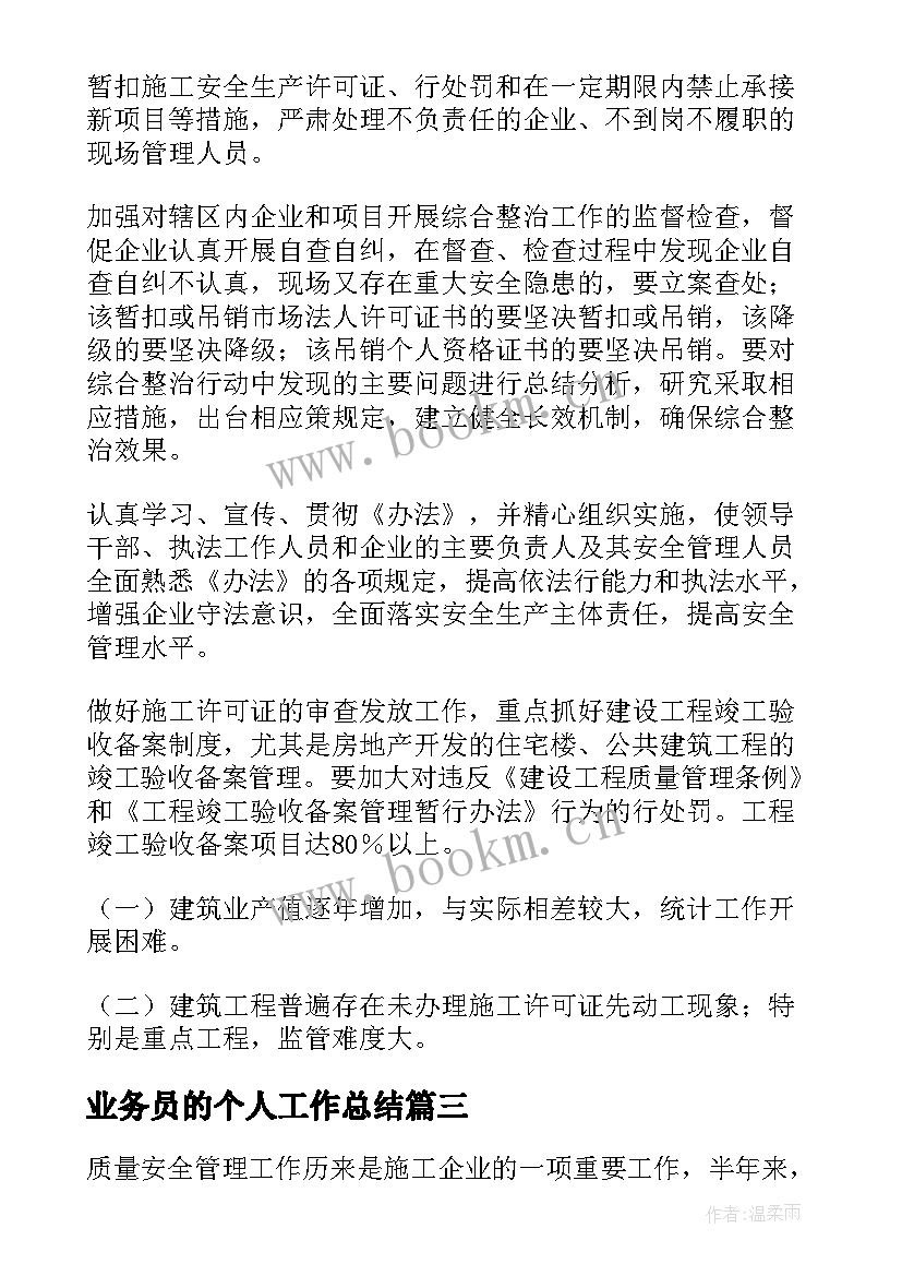 2023年业务员的个人工作总结(大全5篇)