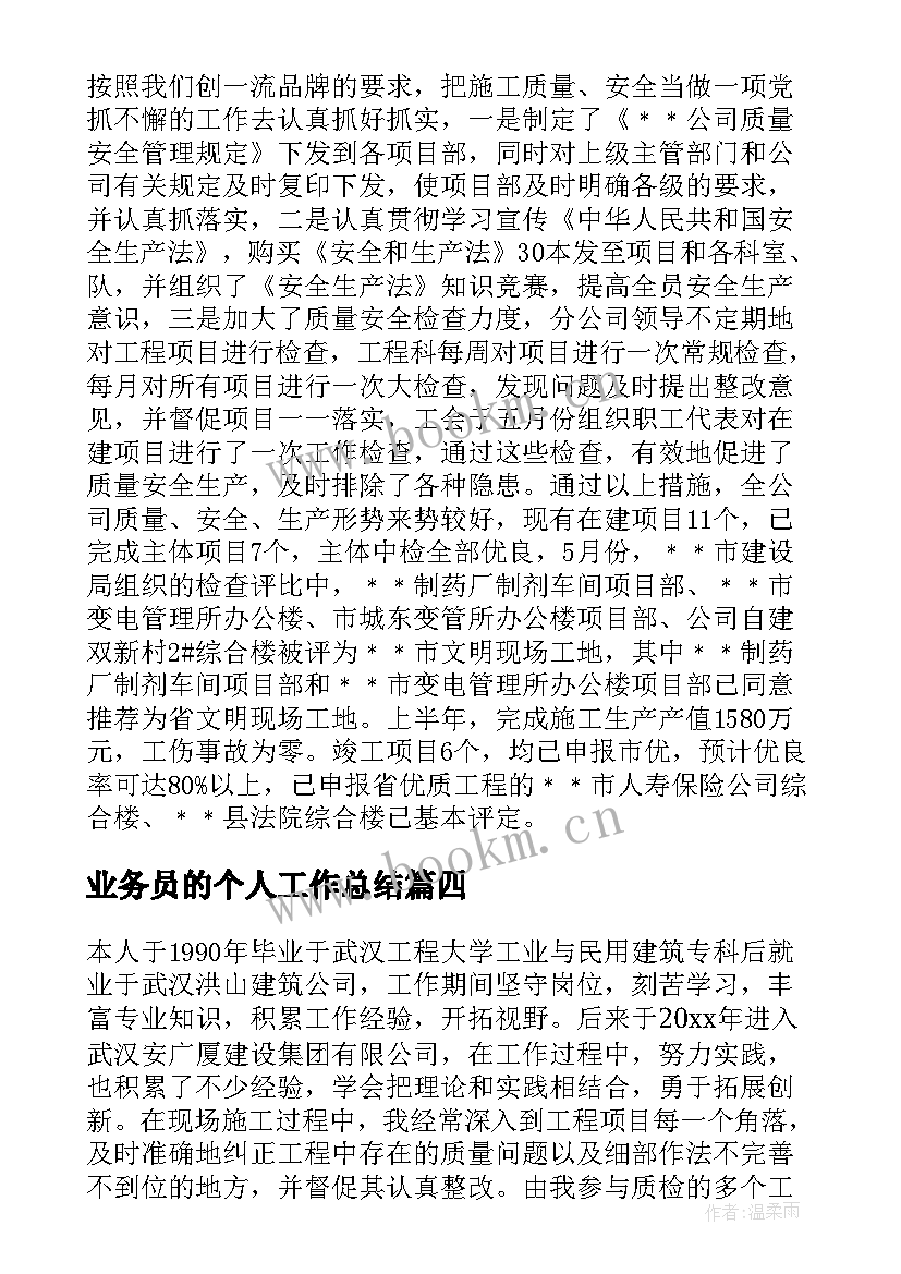 2023年业务员的个人工作总结(大全5篇)