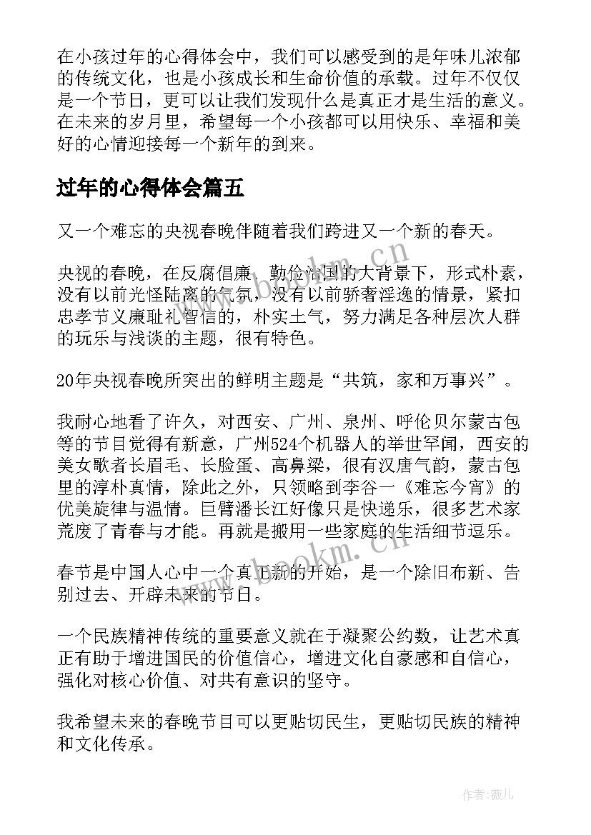 2023年过年的心得体会(精选5篇)