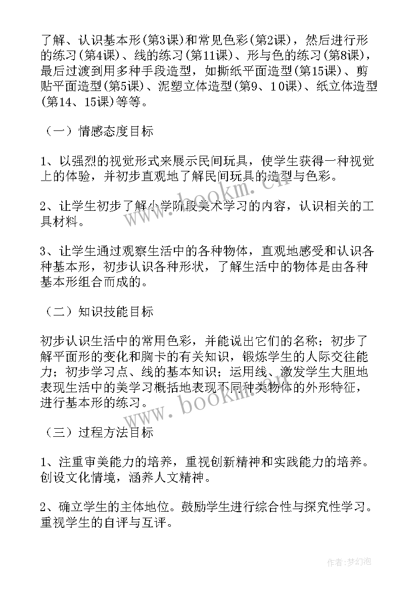 一年级美术教学工作计划 一年级美术教学计划(实用5篇)