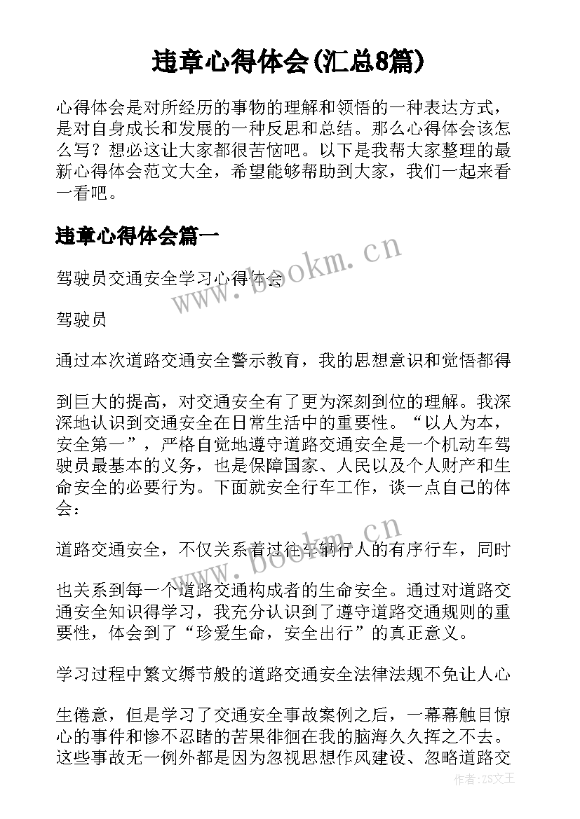 违章心得体会(汇总8篇)