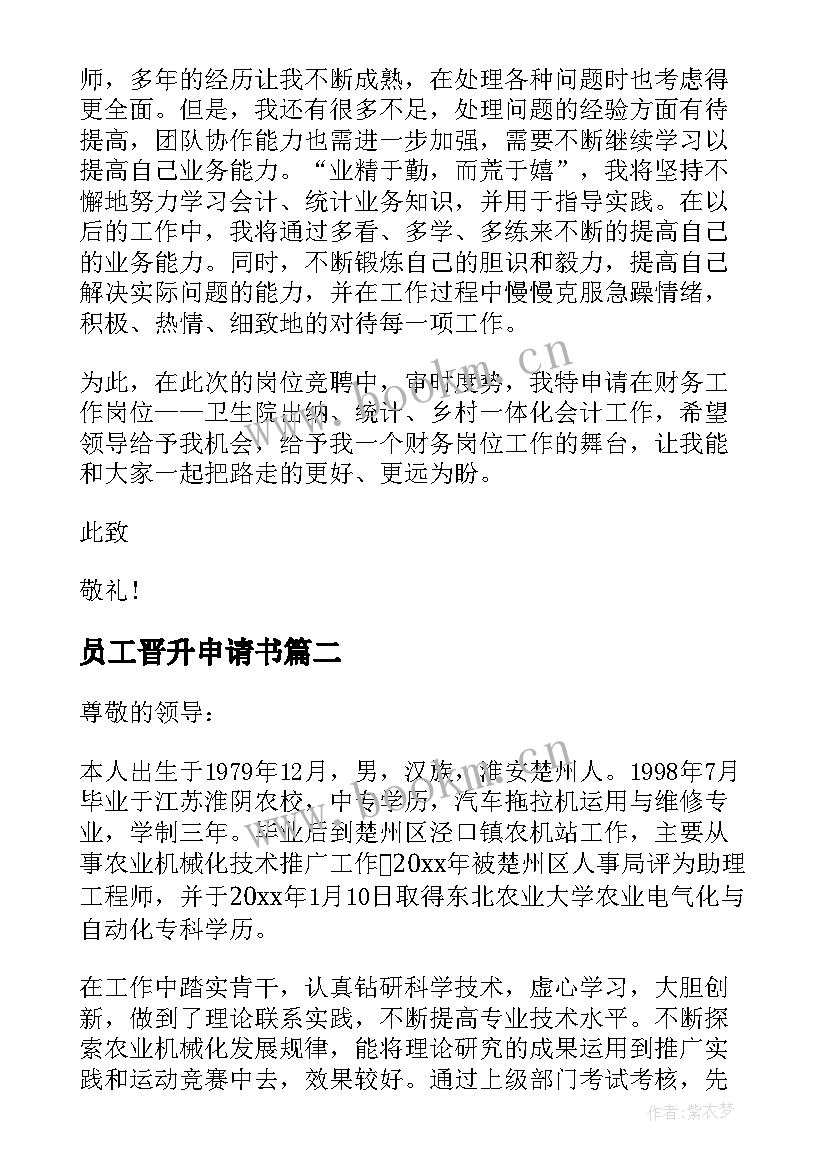 员工晋升申请书 财务职级晋升申请书(汇总5篇)