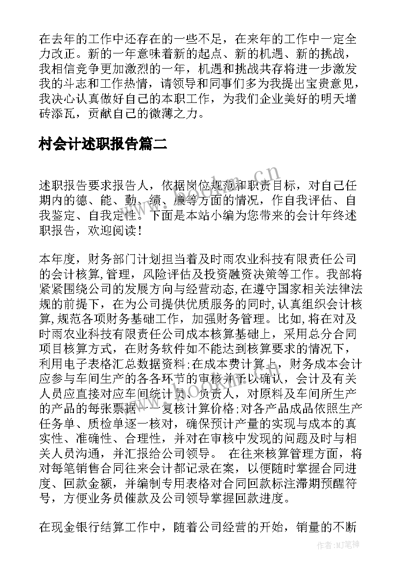 2023年村会计述职报告 会计年终述职报告(大全5篇)