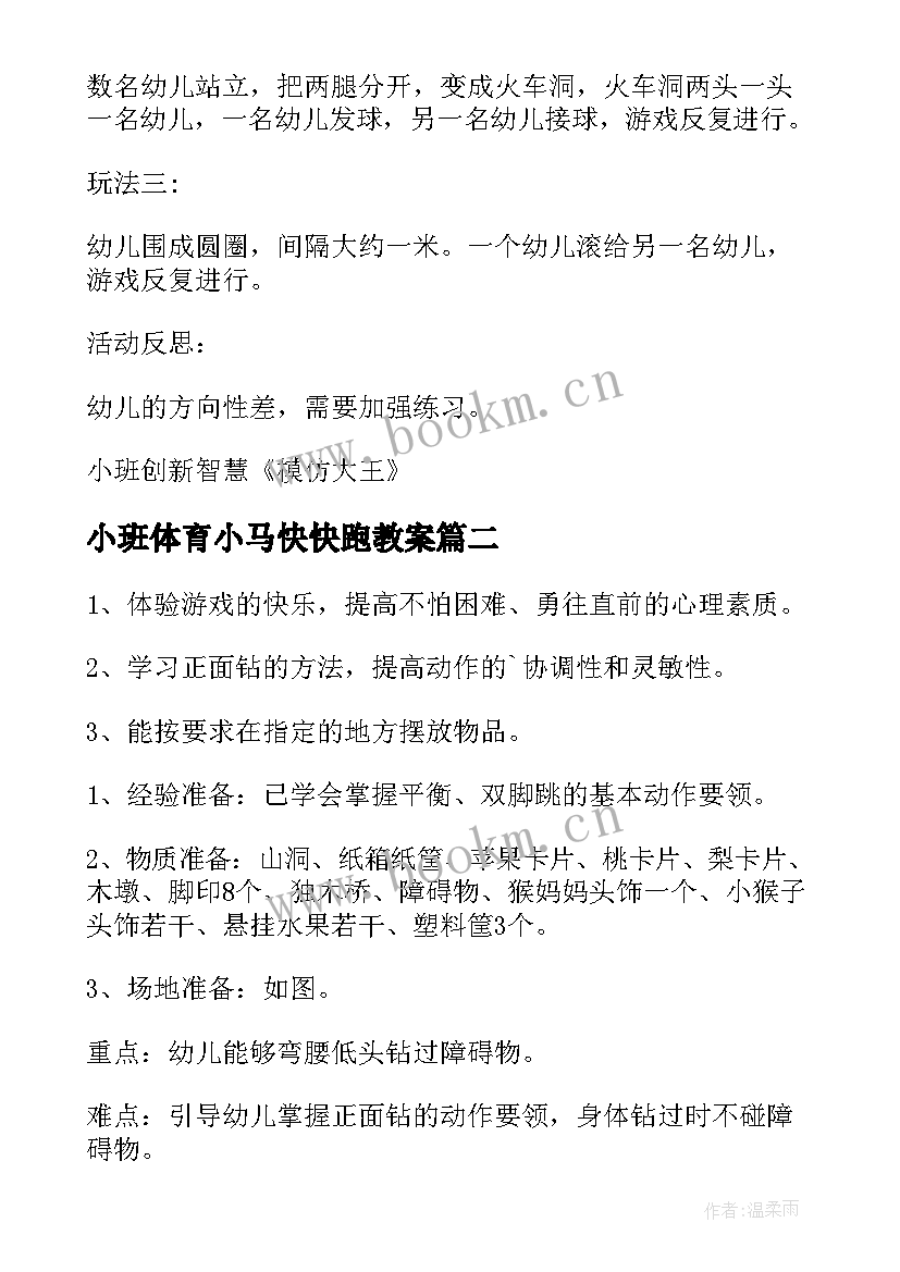 最新小班体育小马快快跑教案 小班体育活动教案(精选6篇)