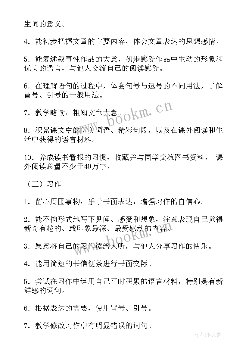 新人教版四年级语文教学计划 小学四年级语文教学计划(汇总7篇)