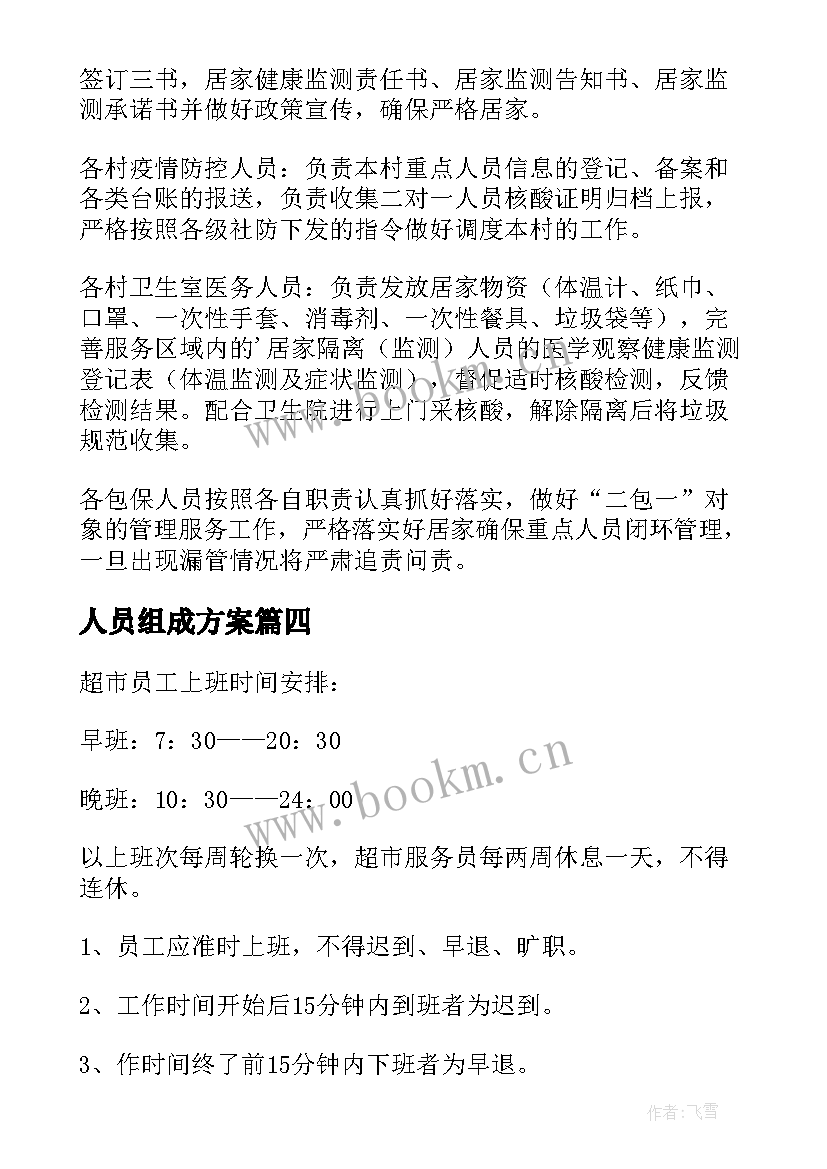 最新人员组成方案(优秀5篇)