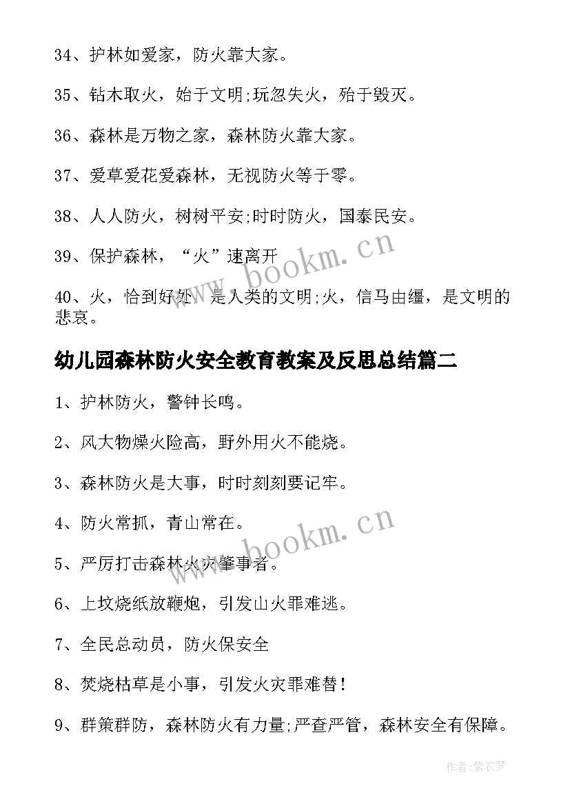 2023年幼儿园森林防火安全教育教案及反思总结(大全5篇)