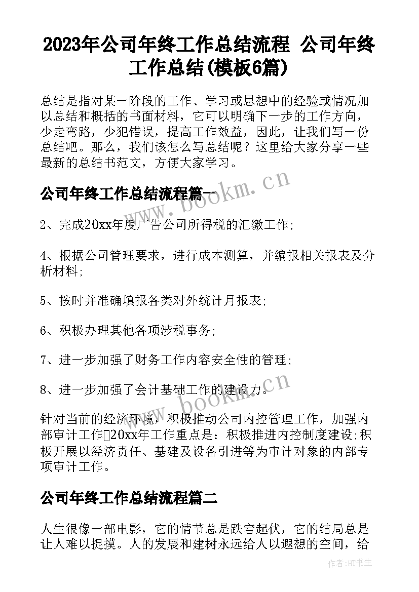 2023年公司年终工作总结流程 公司年终工作总结(模板6篇)