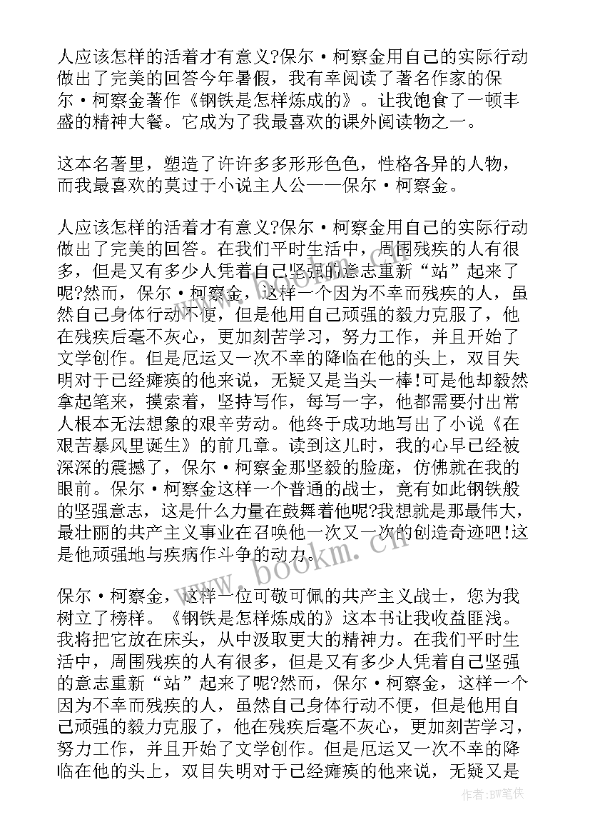 最新钢铁是怎样炼成的读后感 钢铁是怎样炼成读后感(大全10篇)