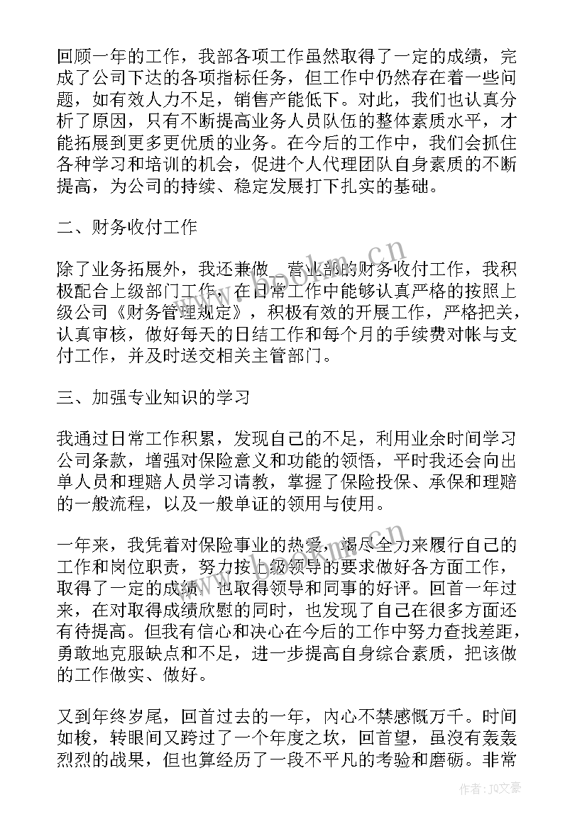 2023年保险公司业务员个人年终总结(精选7篇)