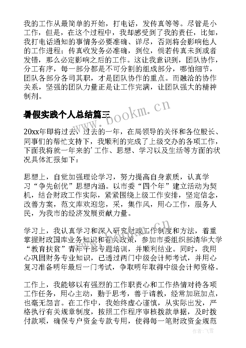 最新暑假实践个人总结(大全5篇)