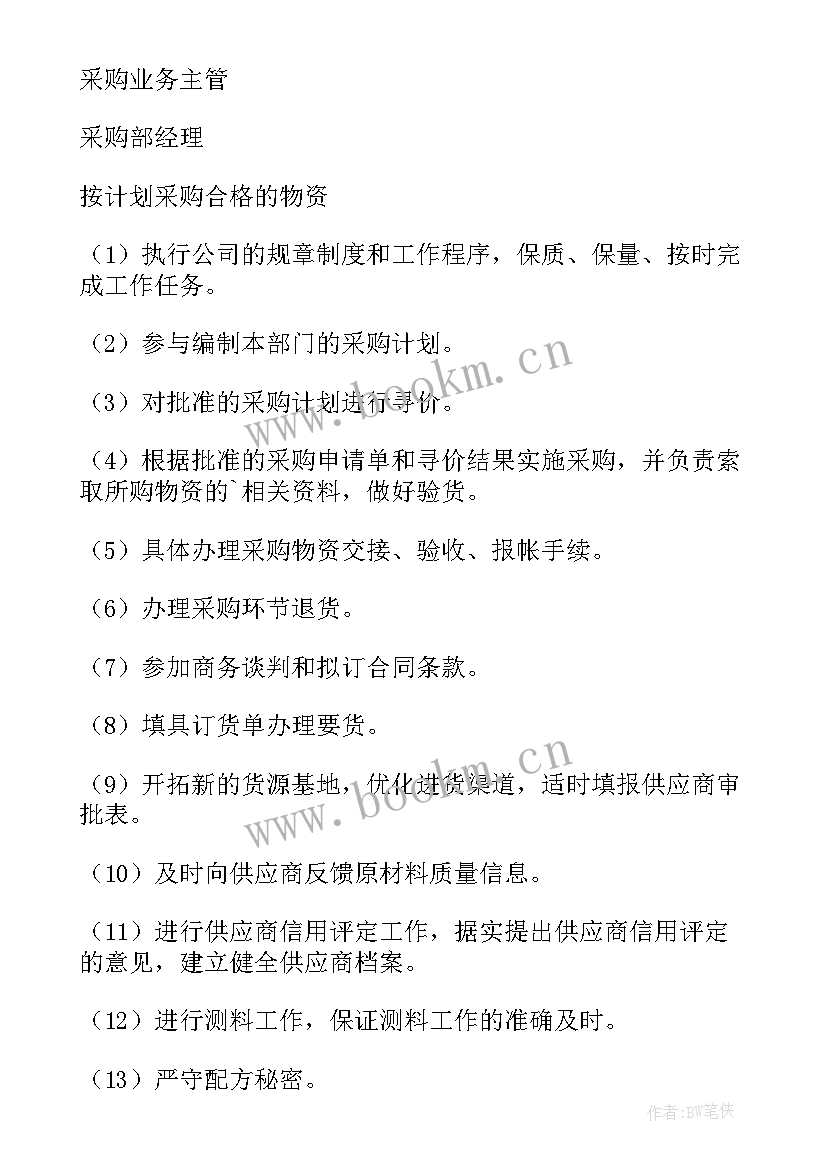 2023年采购员岗位的工作职责 服装采购岗位职责(大全10篇)