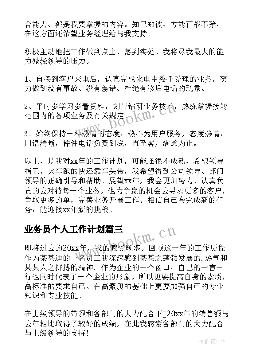 2023年业务员个人工作计划(汇总6篇)