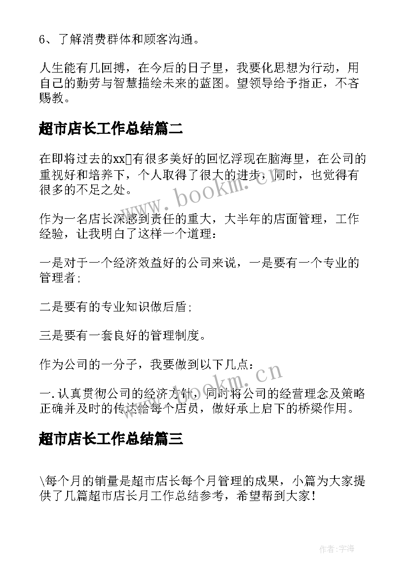 2023年超市店长工作总结 超市店长的工作总结(优秀6篇)