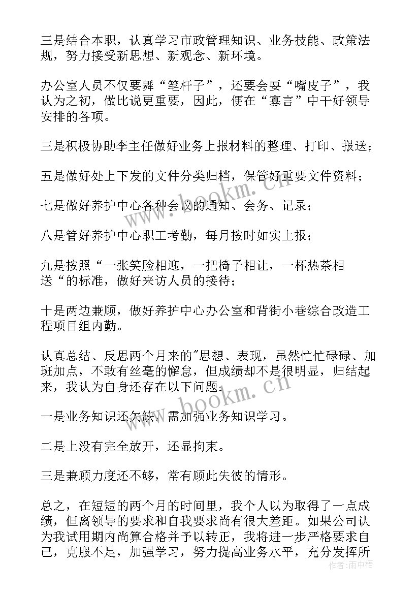 个人试用期转正工作总结(模板8篇)