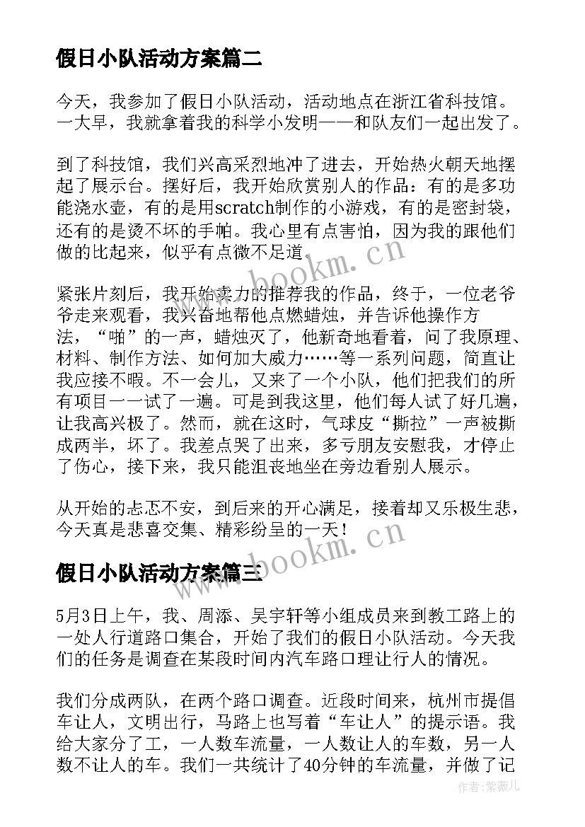 最新假日小队活动方案(通用5篇)