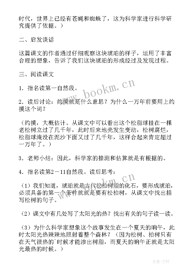 琥珀教学设计及反思 初中琥珀教学设计(优质5篇)