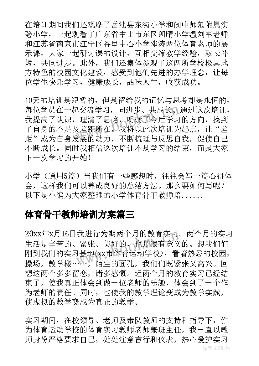 2023年体育骨干教师培训方案(模板5篇)