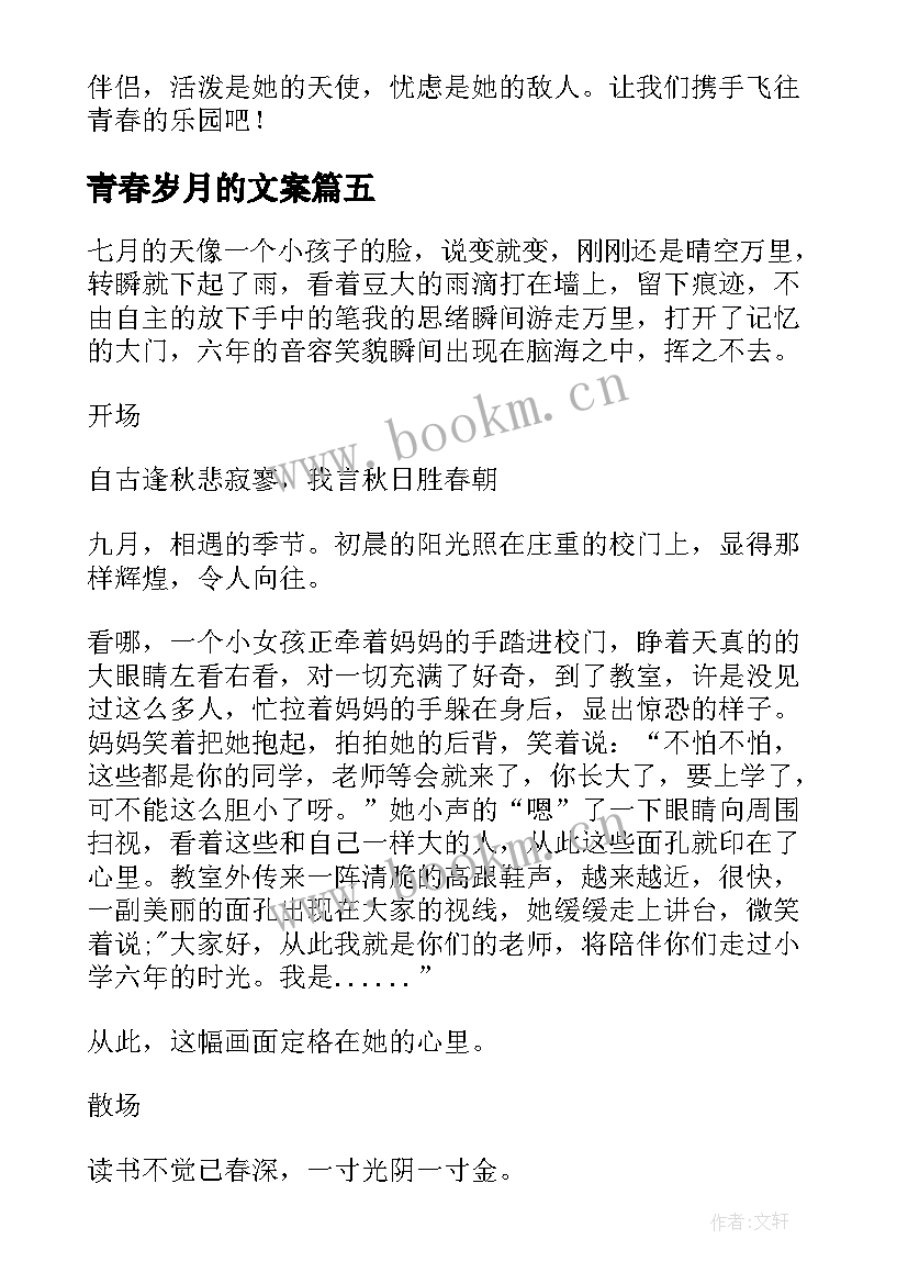 2023年青春岁月的文案(大全8篇)