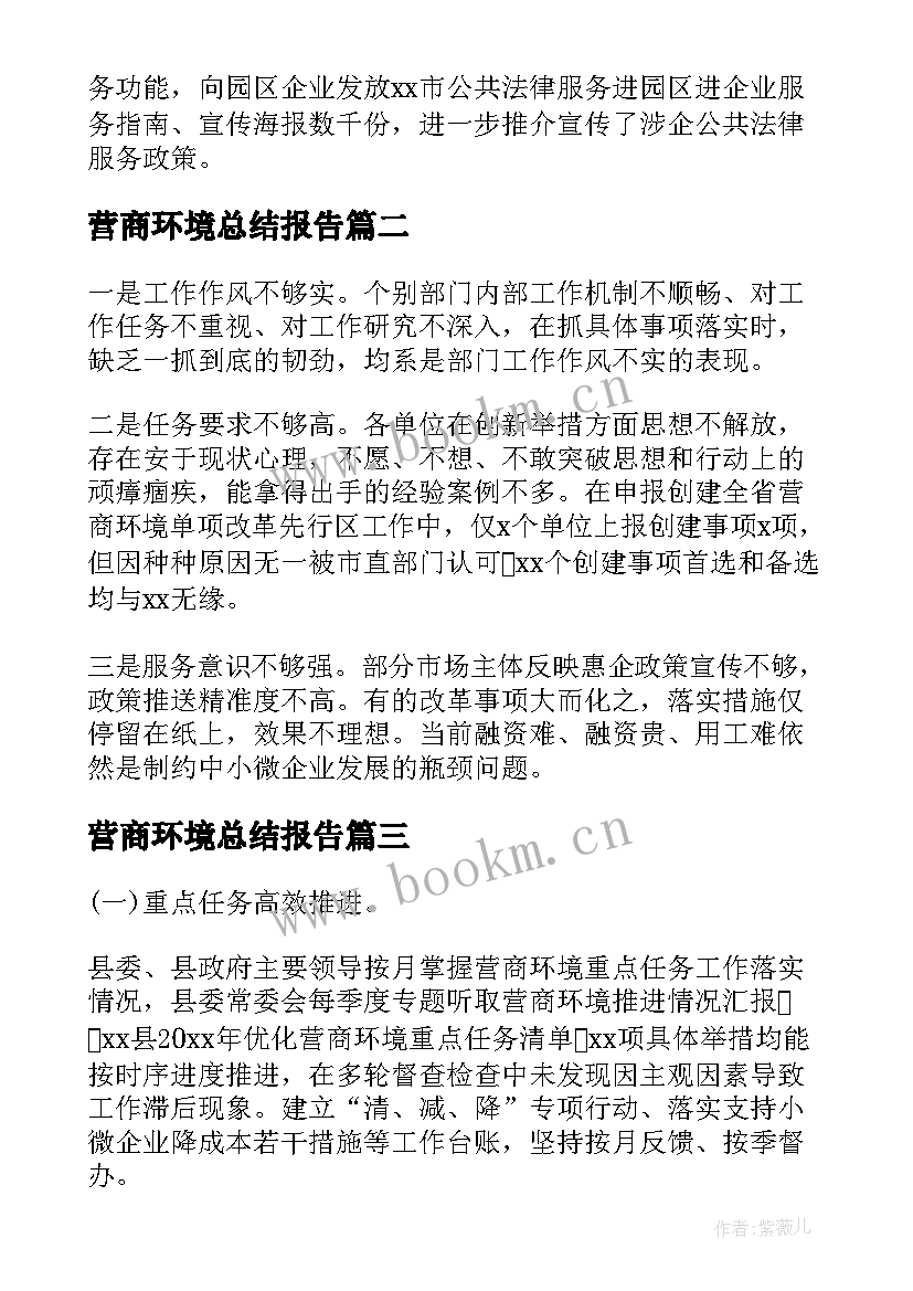 最新营商环境总结报告(大全5篇)