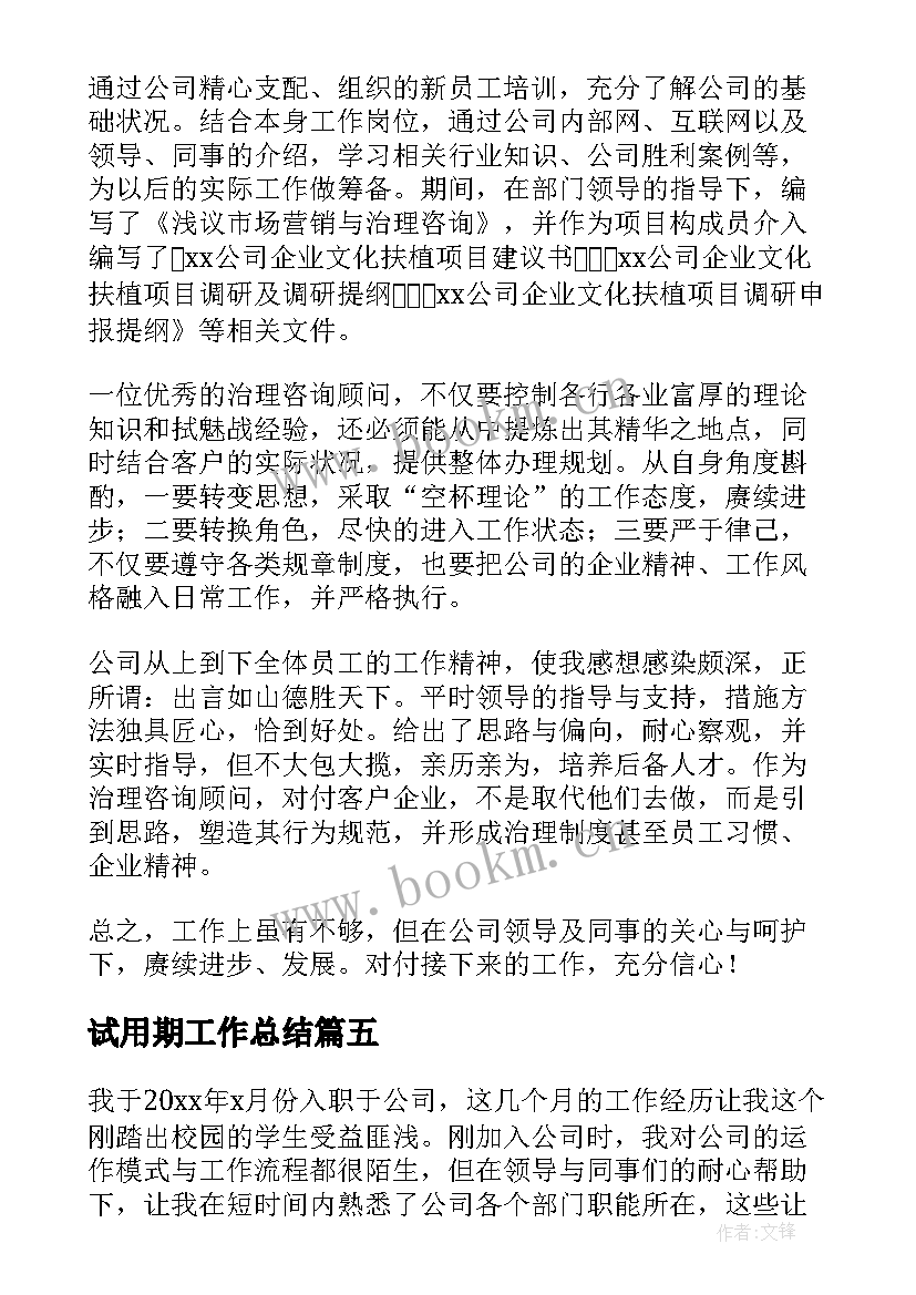 2023年试用期工作总结(精选10篇)