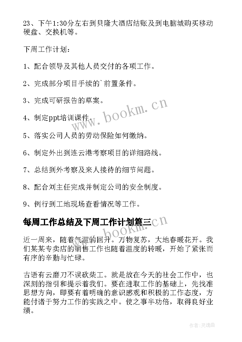 2023年每周工作总结及下周工作计划 每周总结工作计划(通用5篇)