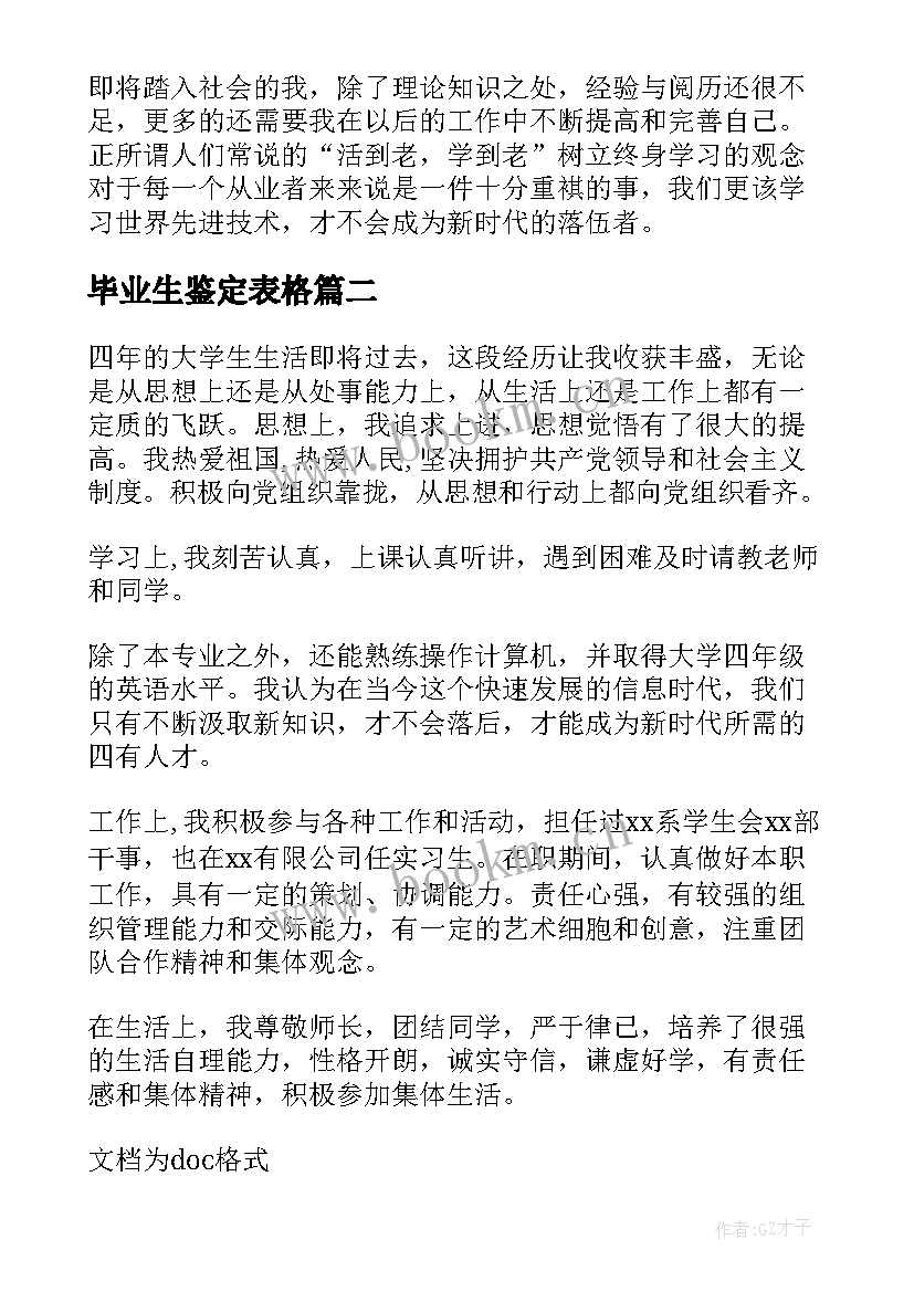 2023年毕业生鉴定表格 毕业生登记表自我鉴定表格(汇总5篇)