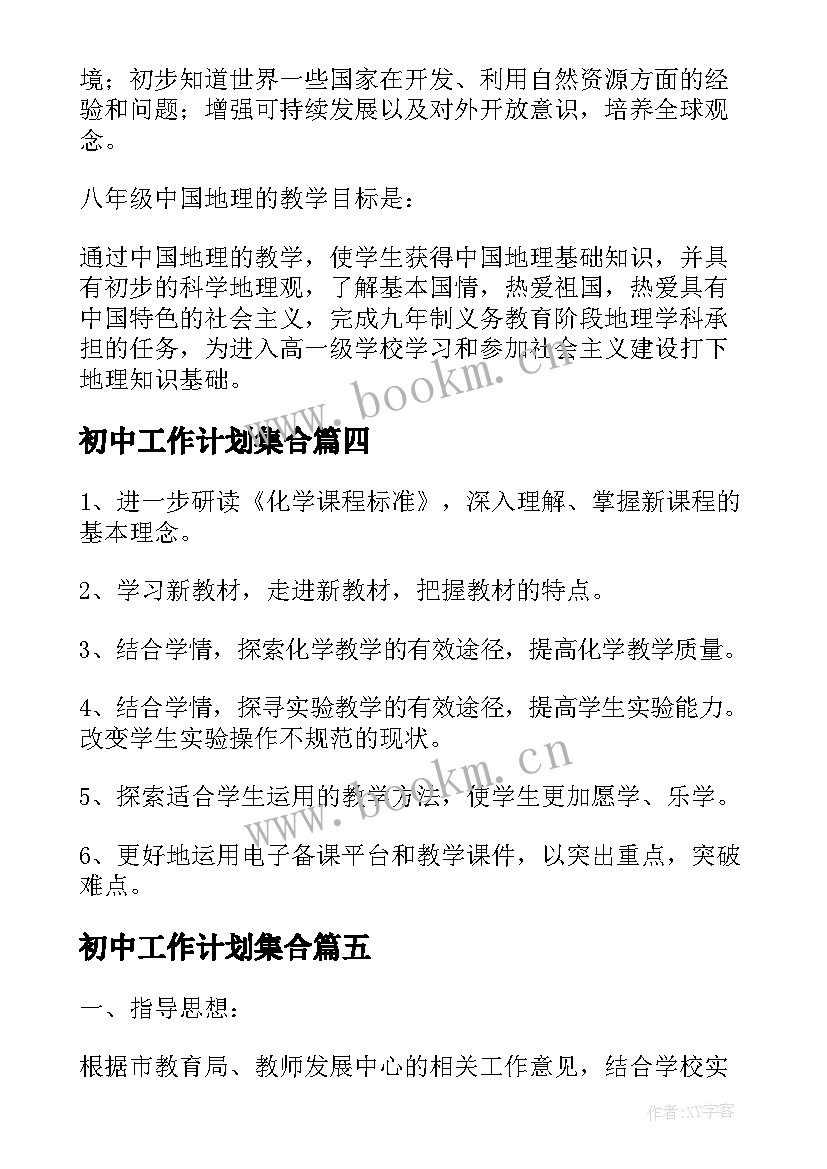 最新初中工作计划集合(大全5篇)