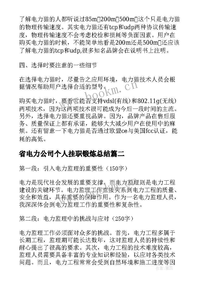 2023年省电力公司个人挂职锻炼总结(大全5篇)