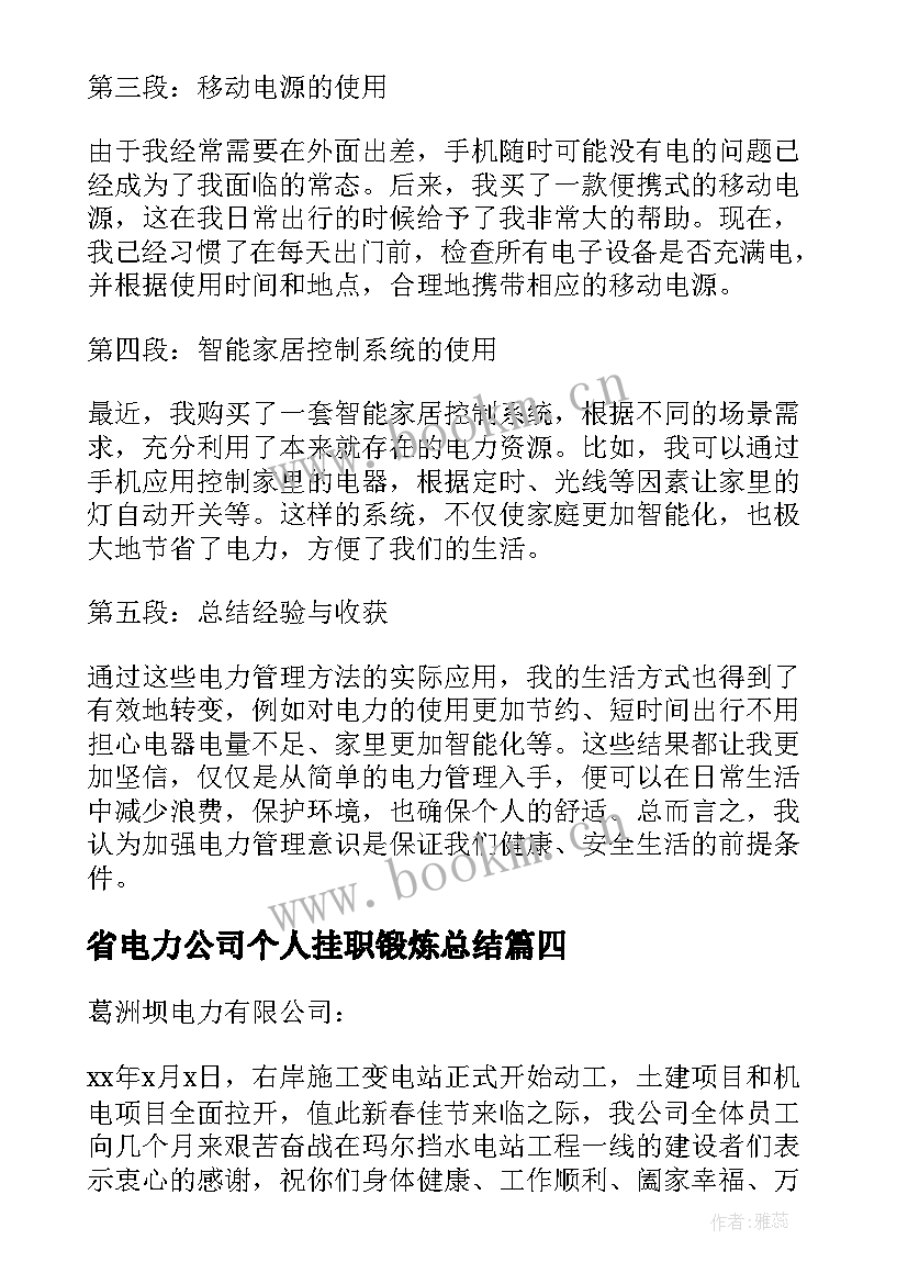 2023年省电力公司个人挂职锻炼总结(大全5篇)