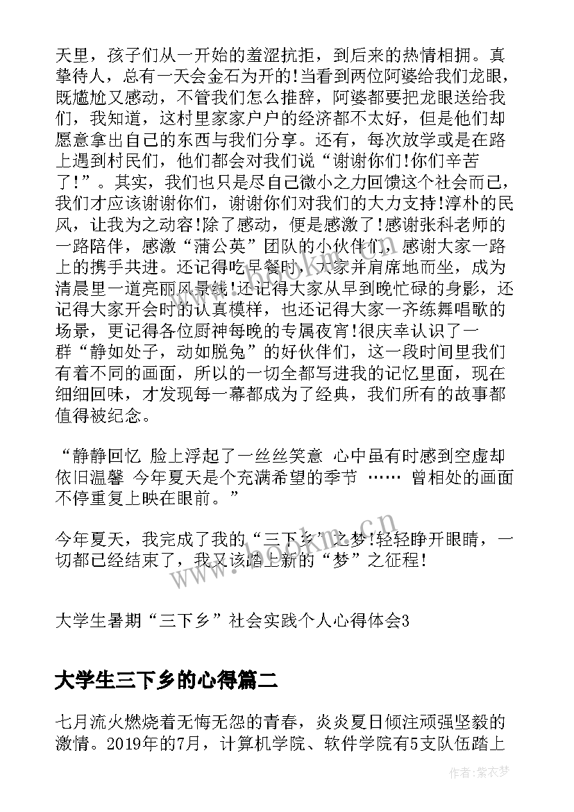 2023年大学生三下乡的心得(优质5篇)