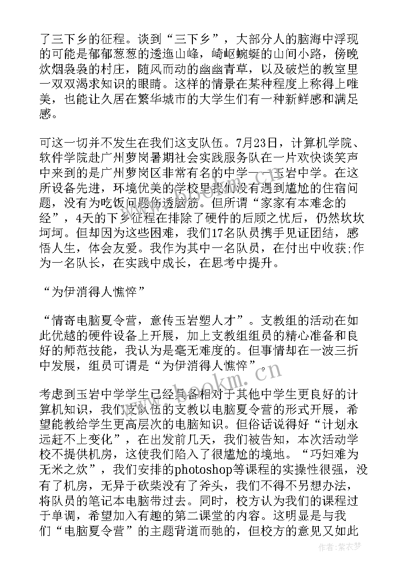 2023年大学生三下乡的心得(优质5篇)