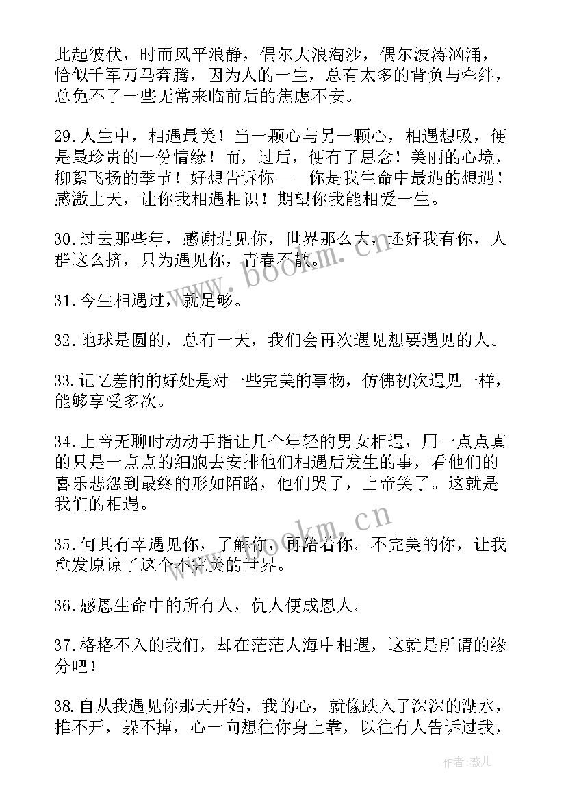 感恩相遇不负遇见的暖心句子 感恩相遇的句子(实用7篇)