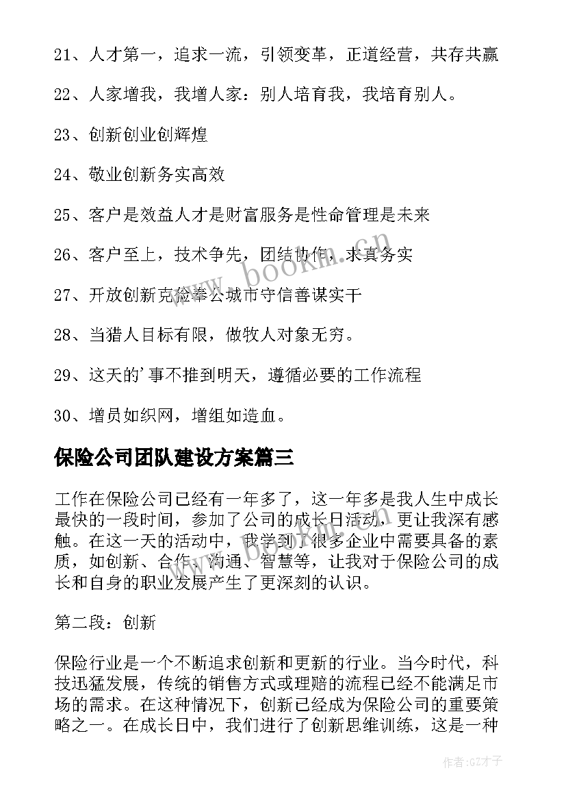 2023年保险公司团队建设方案(优质5篇)