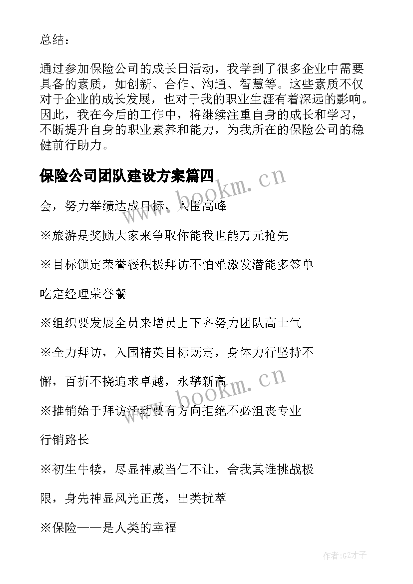 2023年保险公司团队建设方案(优质5篇)