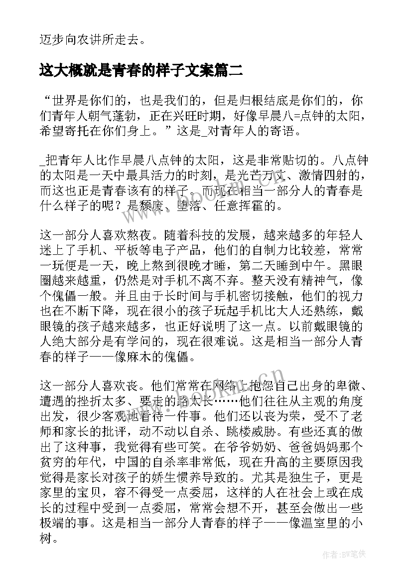 这大概就是青春的样子文案(大全5篇)